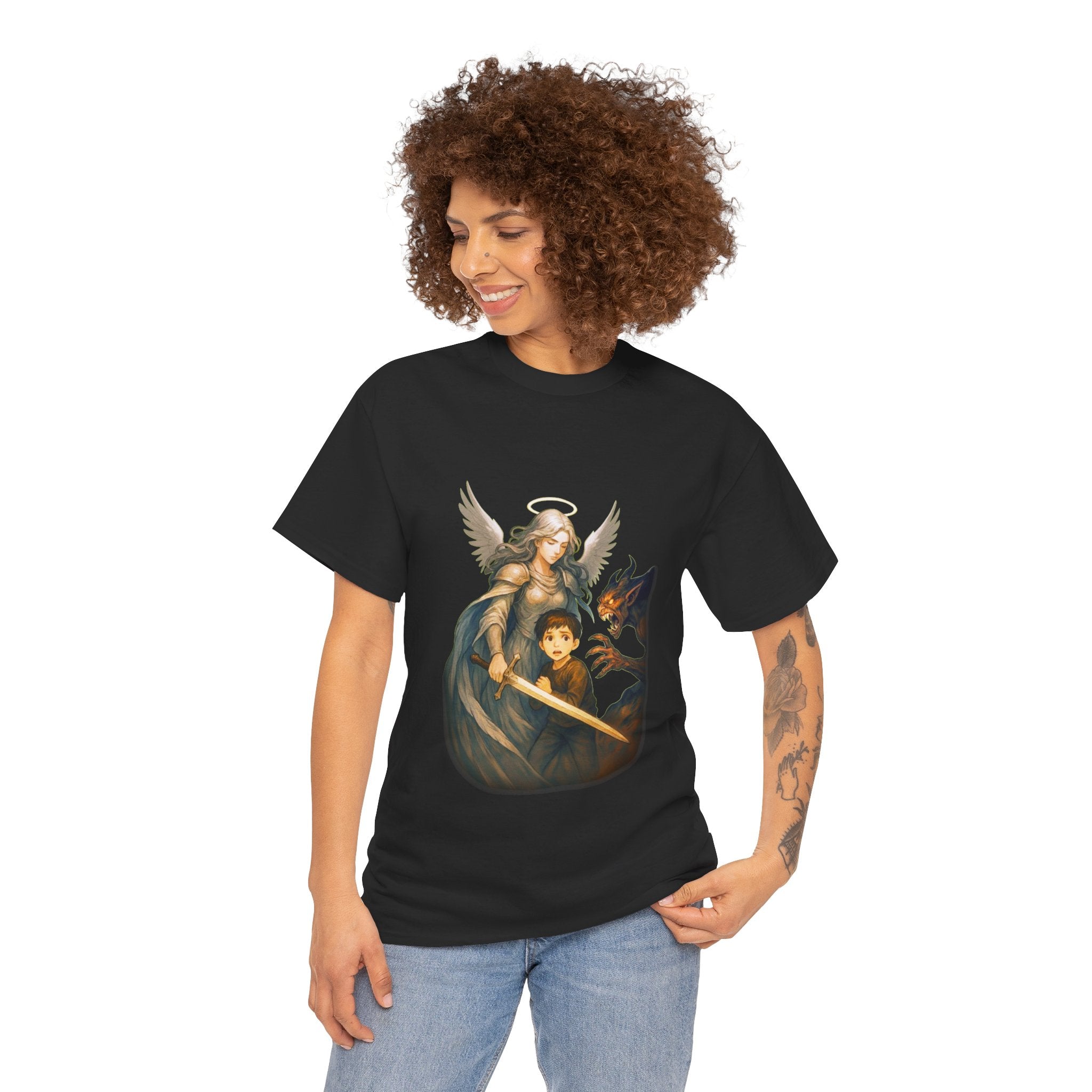 Guardian Angel Tee — Protective Angel Watching Over Child Graphic T-Shirt