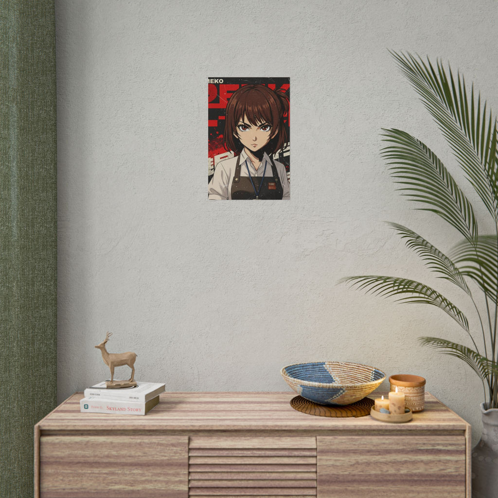 Rika Minazuki Poster – ZOMBA Squad Lead Survivor Anime Wall Art, Horror Apocalypse Print, Retro Zombie Decor