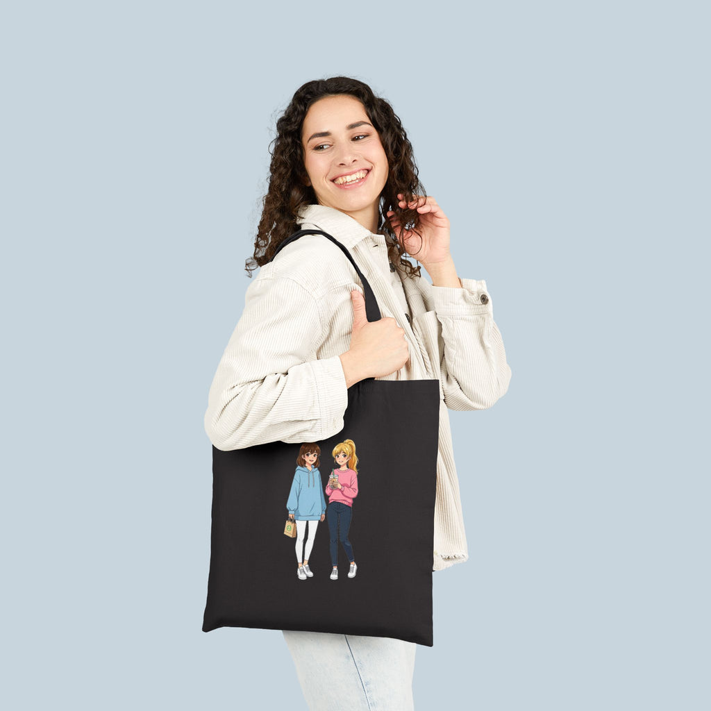 Anime Boba Girls Tote Bag Cute Slice of Life Shopping Bag for Anime Fans and Cozy Aesthetic Lovers