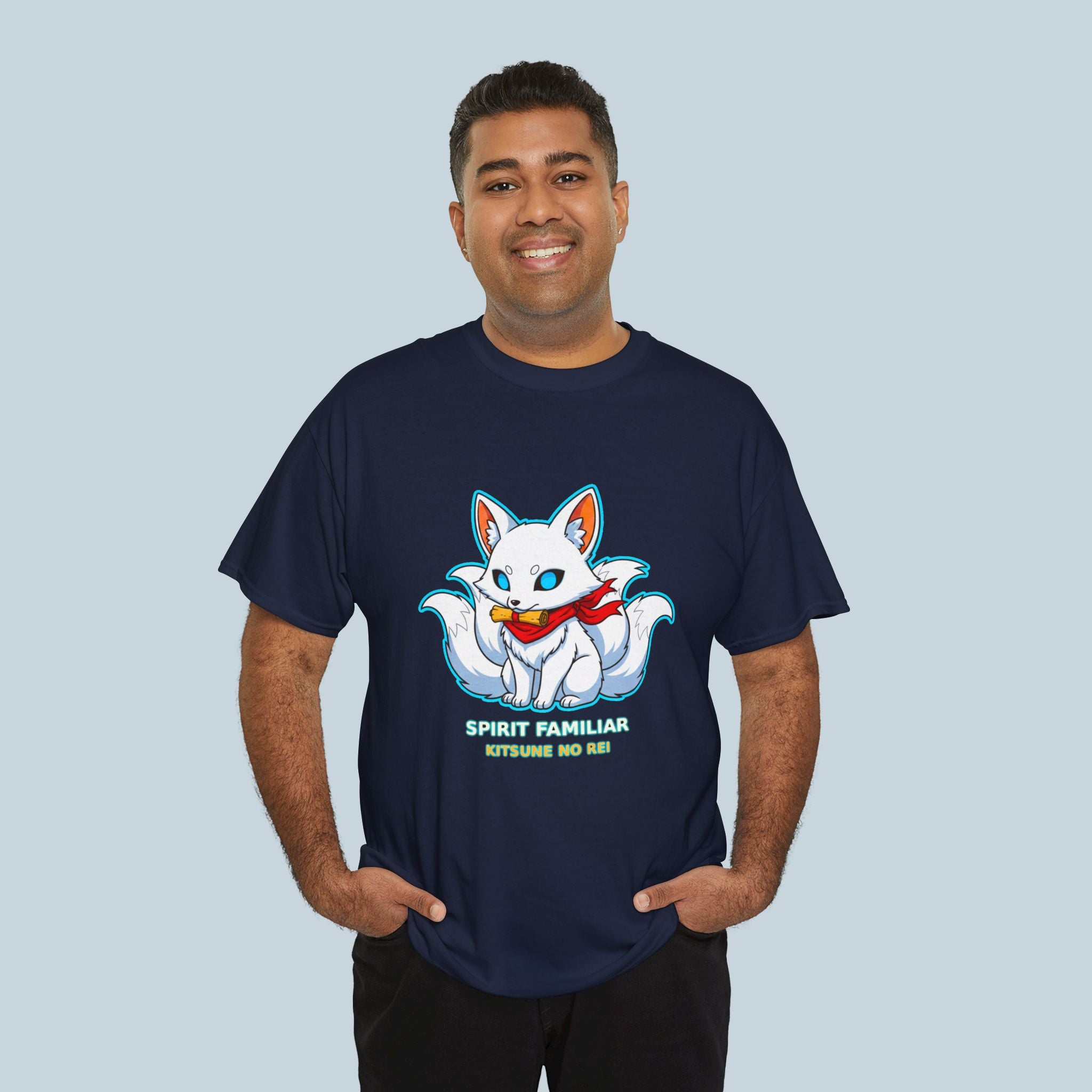 Kitsune Spirit Familiar Anime T Shirt Cute Fox Yokai Graphic Tee Japanese Myth Anime Streetwear Gamer Shirt Unisex