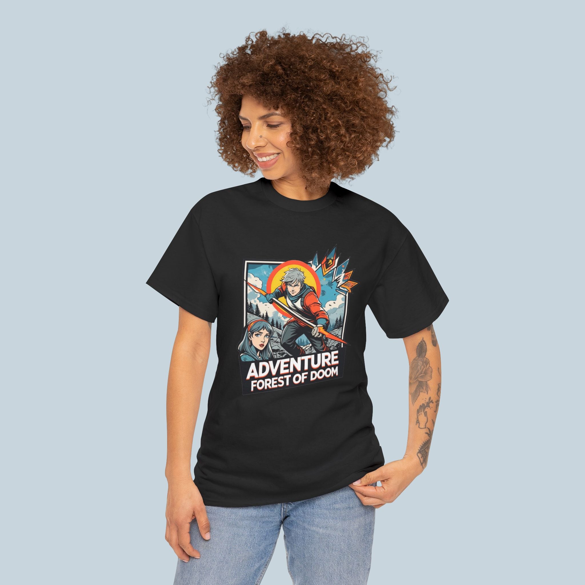 Adventure Anime T Shirt Forest of Doom Retro Hero Fantasy Streetwear Tee