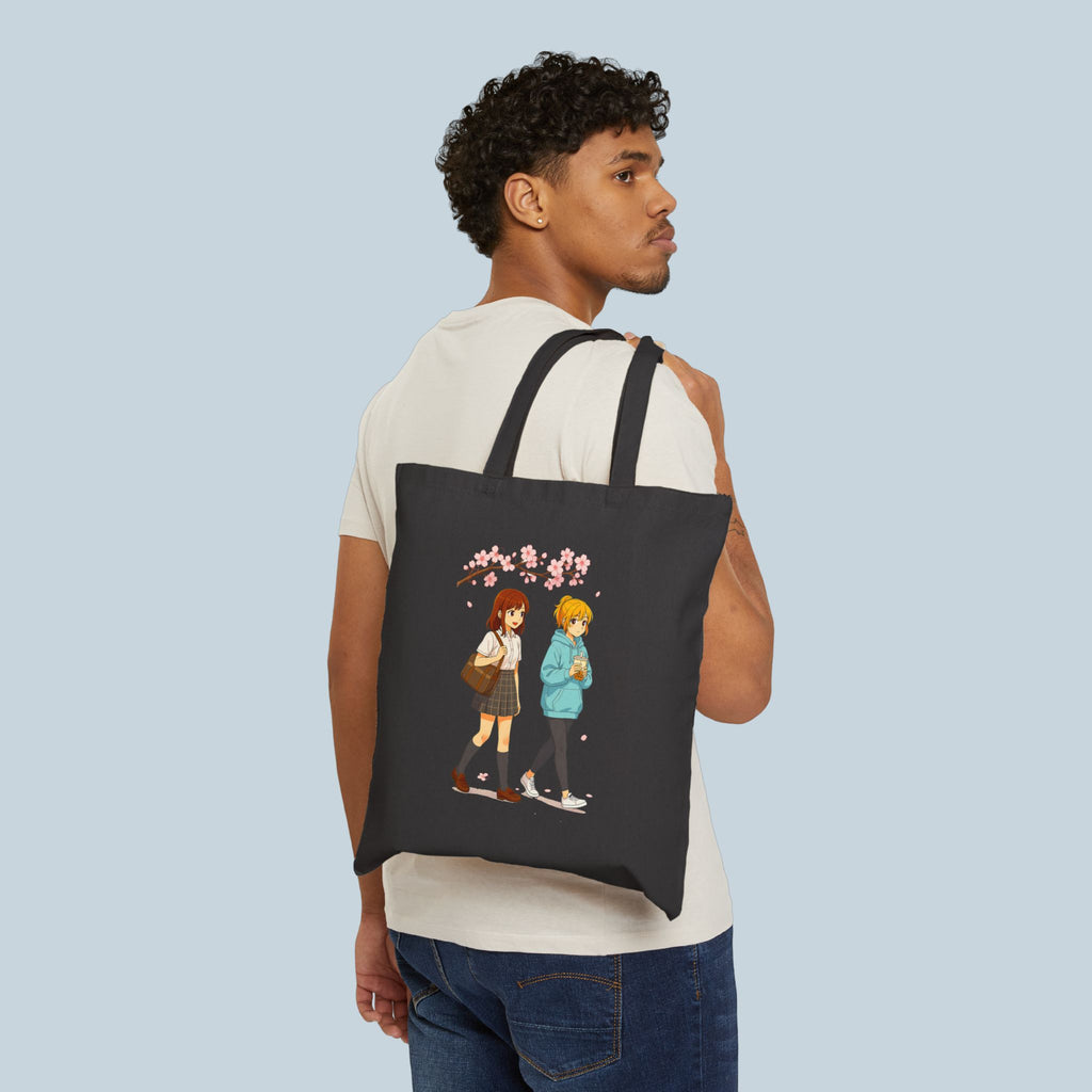 Cherry Blossom Walk Anime Tote Bag – Cozy Slice of Life Sakura Design