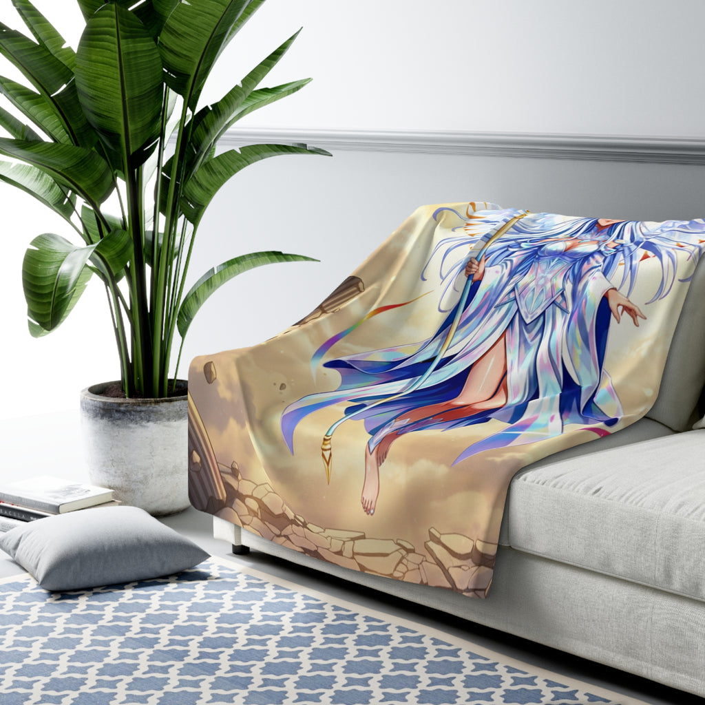 Lyria Solara Anime Sherpa Blanket Celestial Angel Glow Fantasy Hero Plush Throw