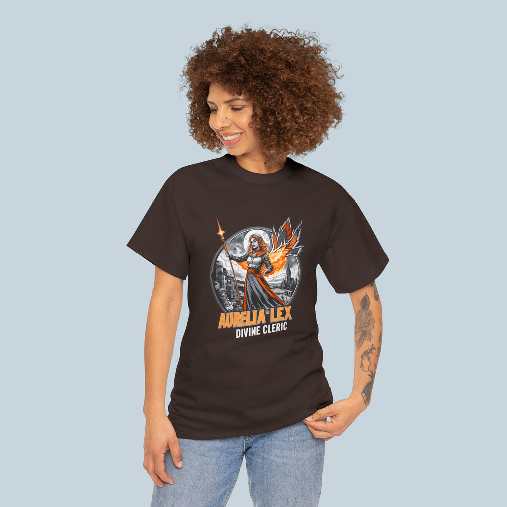 Aurelia Lex Divine Cleric T-Shirt — Fantasy RPG Character Tee