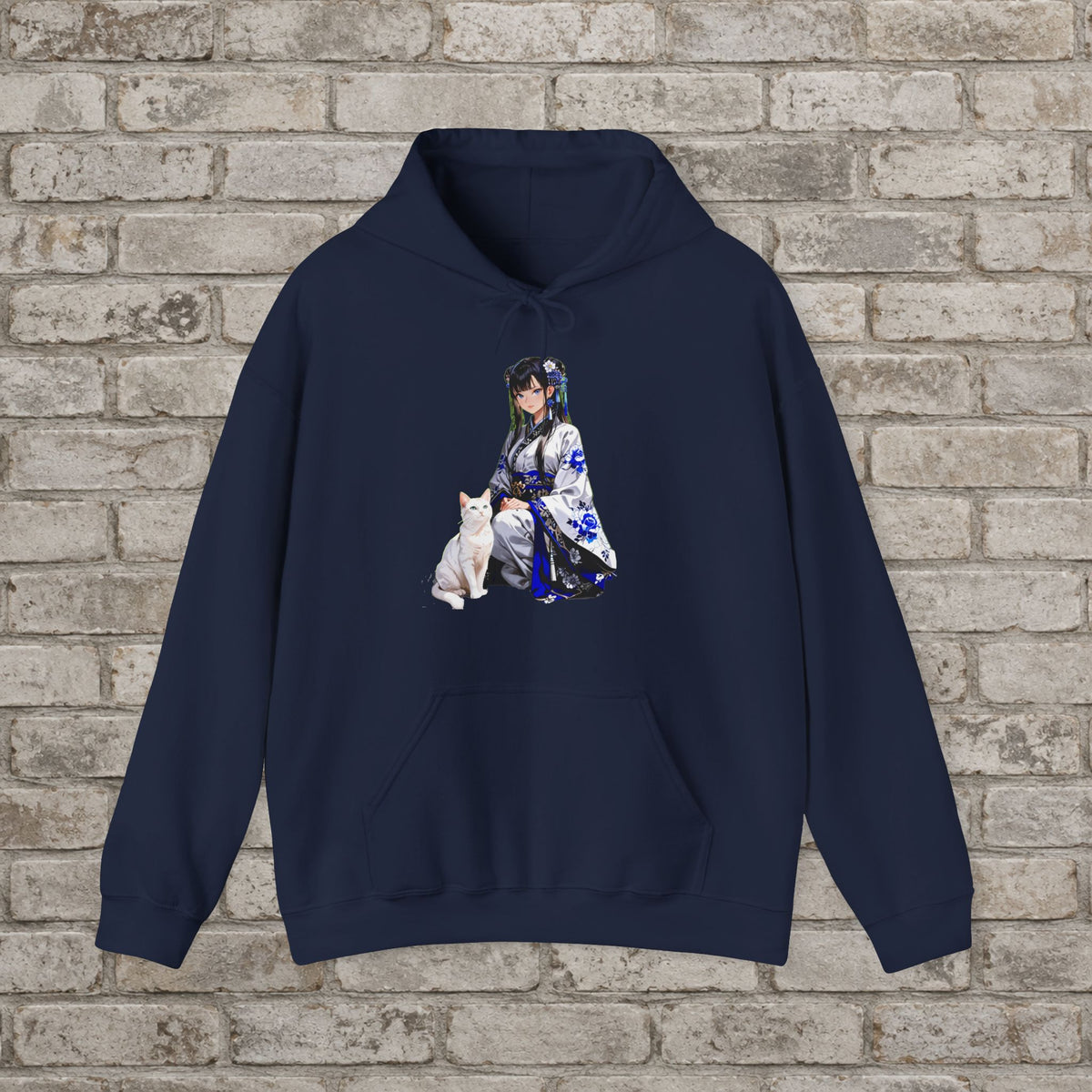 Blue Kimono Cat Anime Hoodie
