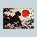 Crimson Wanderer Anime Fantasy Landscape Poster