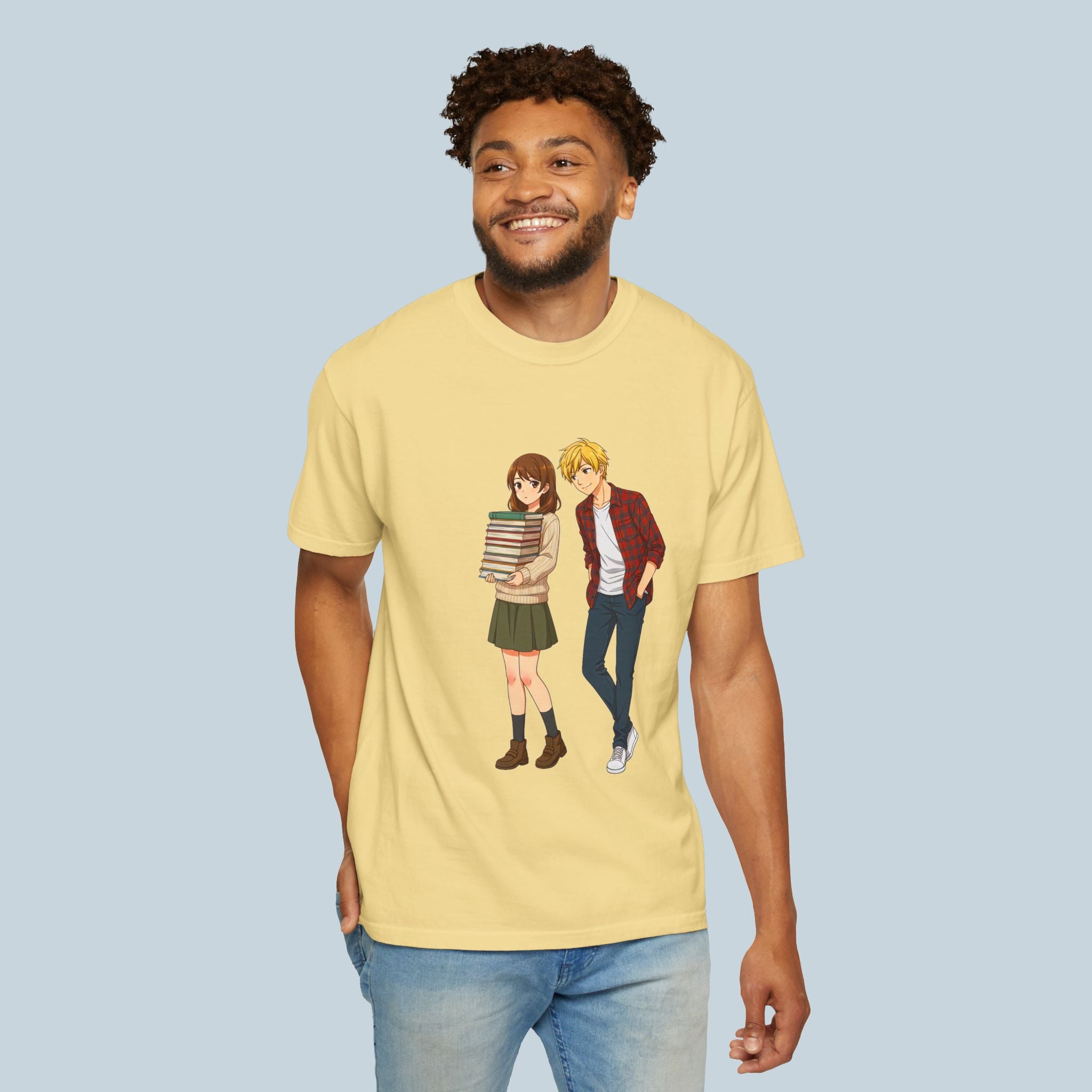 Anime School Couple T-Shirt Comfort Colors Soft Vintage Style Tee for Anime Fans and Manga Lovers