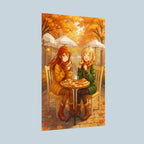 Autumn Café Anime Poster Cozy Slice of Life Fall Wall Art for Anime Fans and Collectors