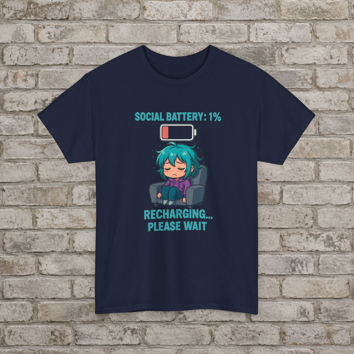 Anime Social Battery Introvert T-Shirt