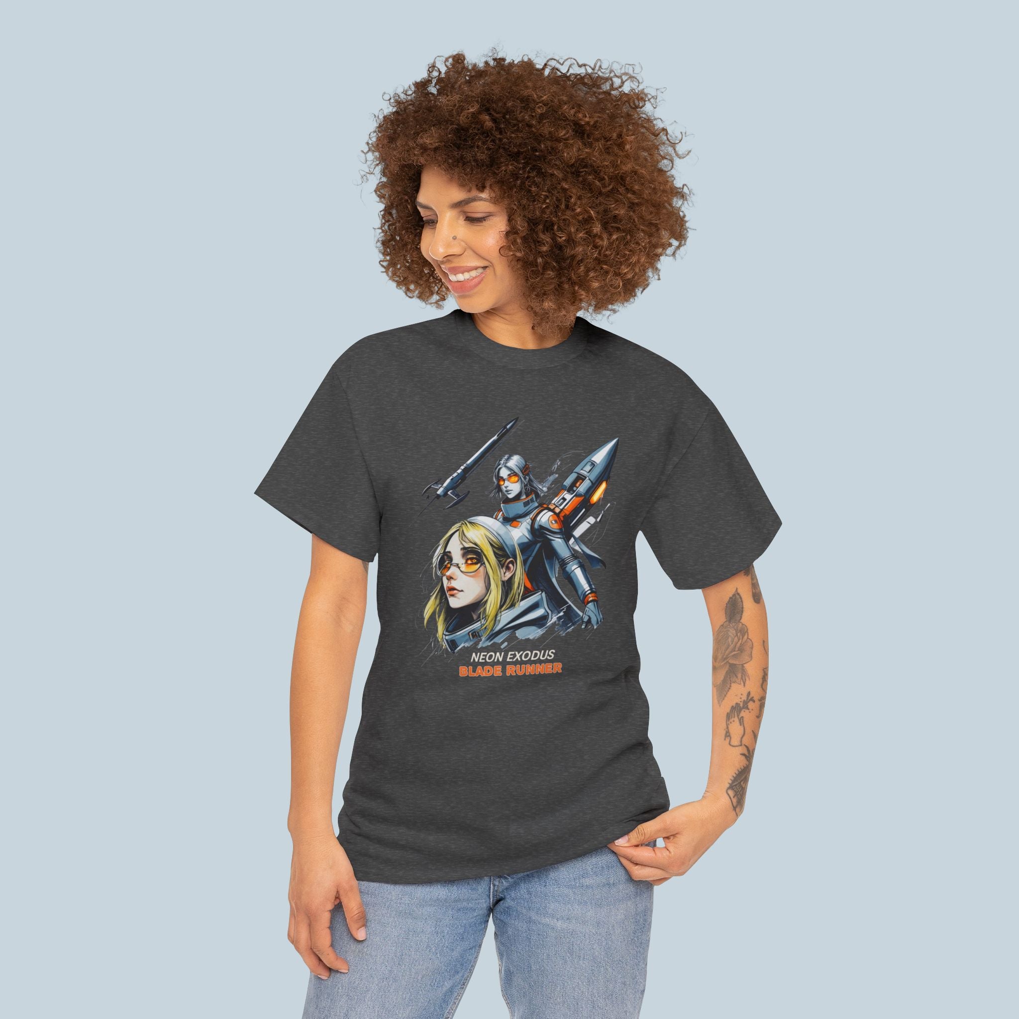 Neon Exodus Blade Runner Anime T Shirt Cyberpunk Sci Fi Streetwear Futuristic Anime Gamer Shirt