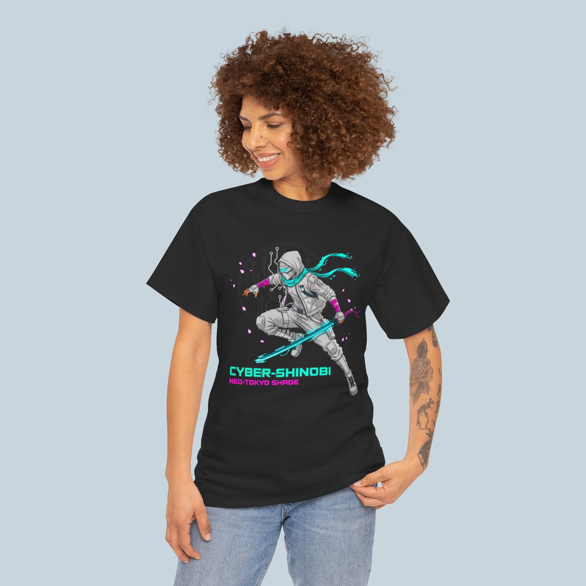 Cyber Shinobi Anime T Shirt Neo Tokyo Ninja Cyberpunk Graphic Tee