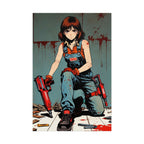 Rika Minazuki Poster, ZOMBA SQUAD Anime Wall Art, Zombie Apocalypse Manga Print, Horror Anime Girl Decor, Retro Grindhouse Survivor Poster