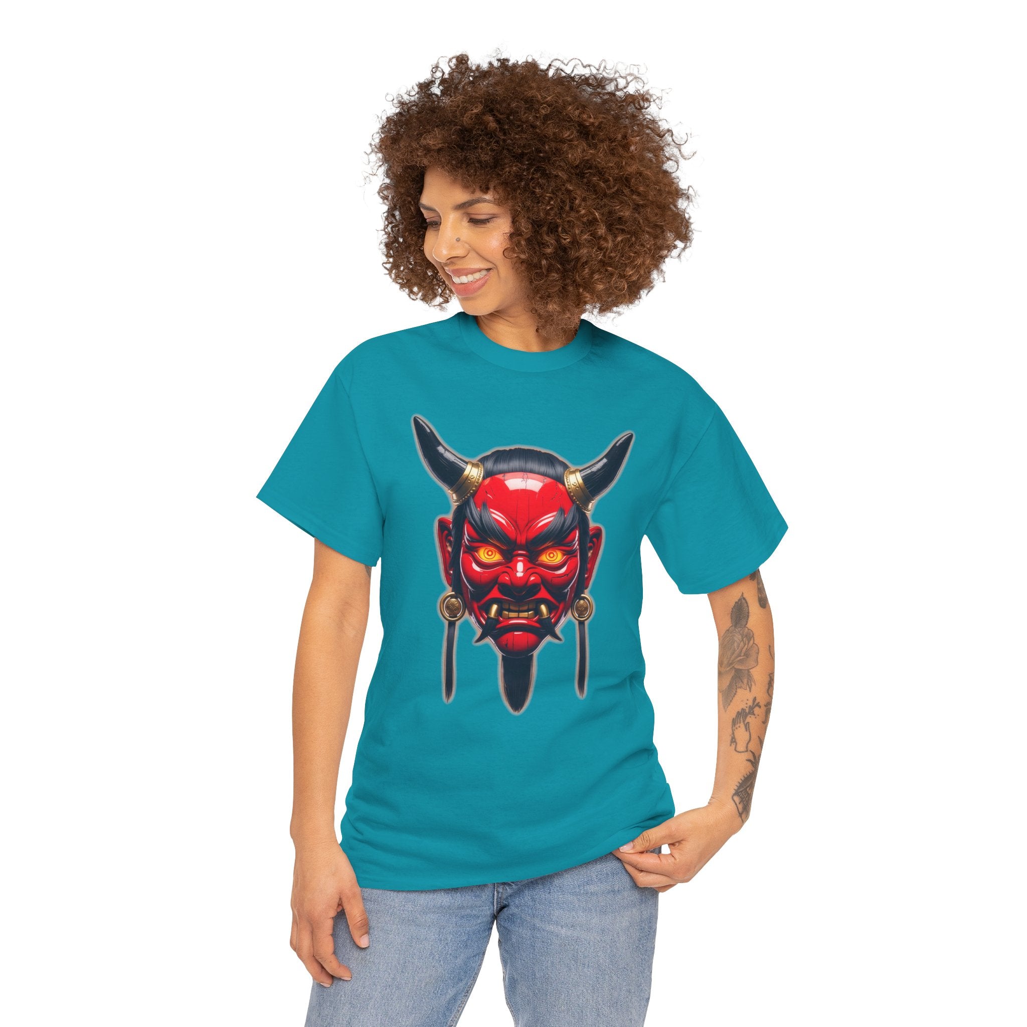 Oni Mask Anime T Shirt Japanese Demon Streetwear Graphic Tee Dark Aesthetic Samurai Horror Shirt Gift for Anime FansGift for Anime Fans