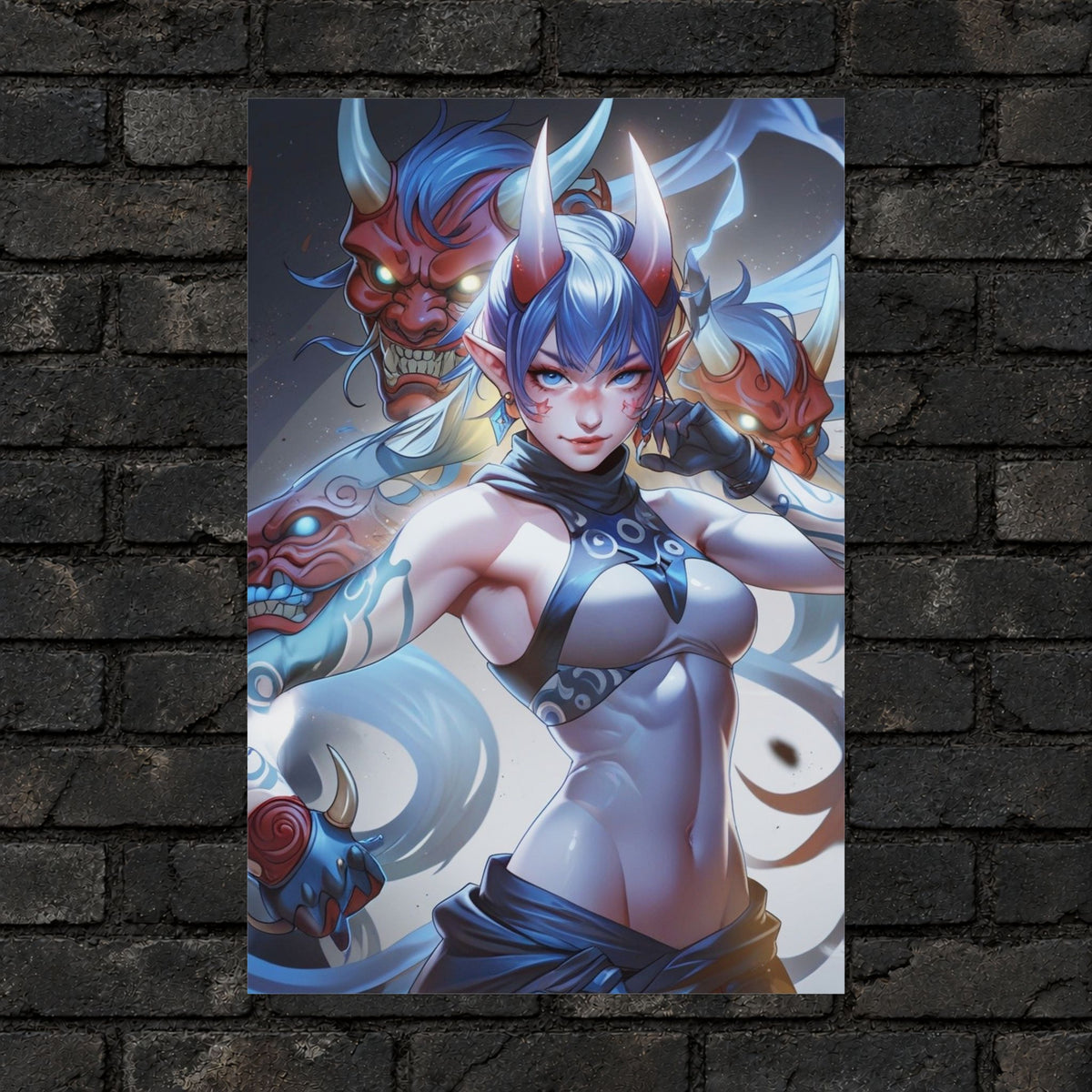 Blue Oni Warrior Anime Poster