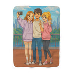 Anime Sherpa Blanket Cozy City Selfie Friends Pastel Hoodie Art