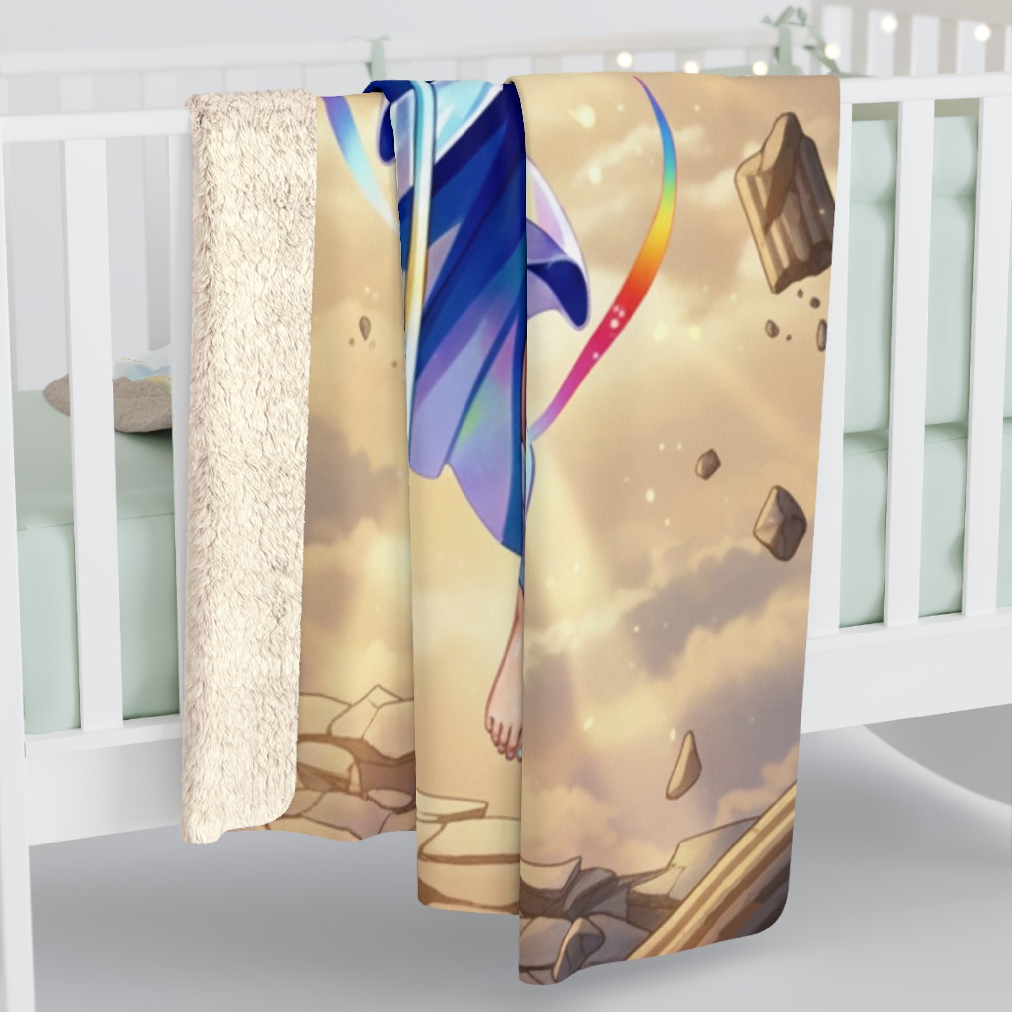 Lyria Solara Anime Sherpa Blanket Celestial Angel Glow Fantasy Hero Plush Throw