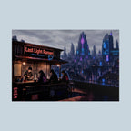 Chrome Water Cyberpunk Anime Neon Cityscape Poster