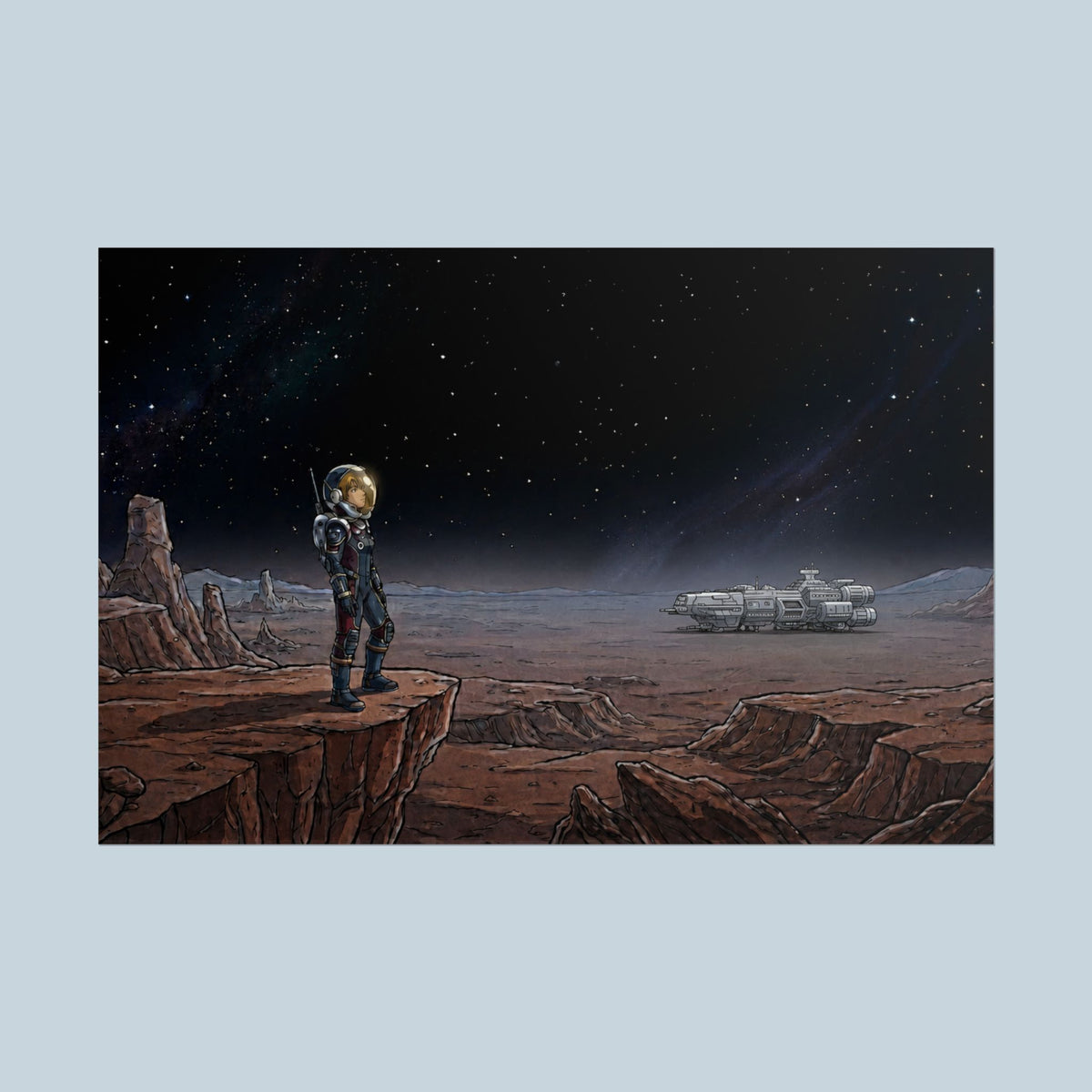 Adrift Beyond the Stars Sci-Fi Anime Space Exploration Poster