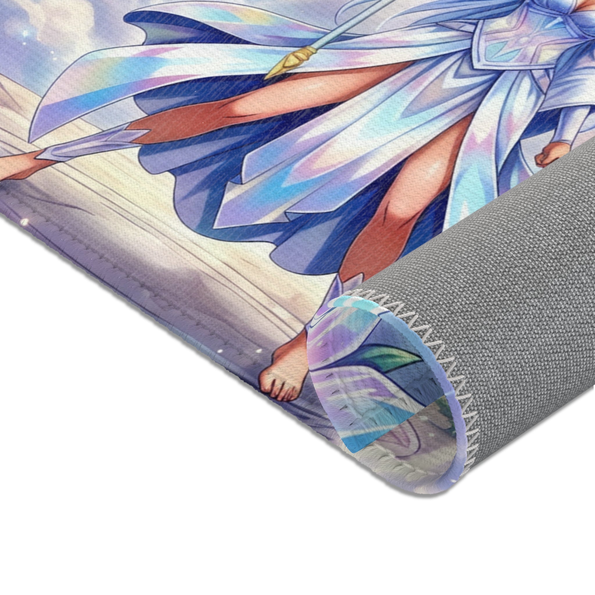 Lyria Solara Winged Guardian Area Rug — Pastel Chenille Celestial Bedroom & Reading Nook Accent