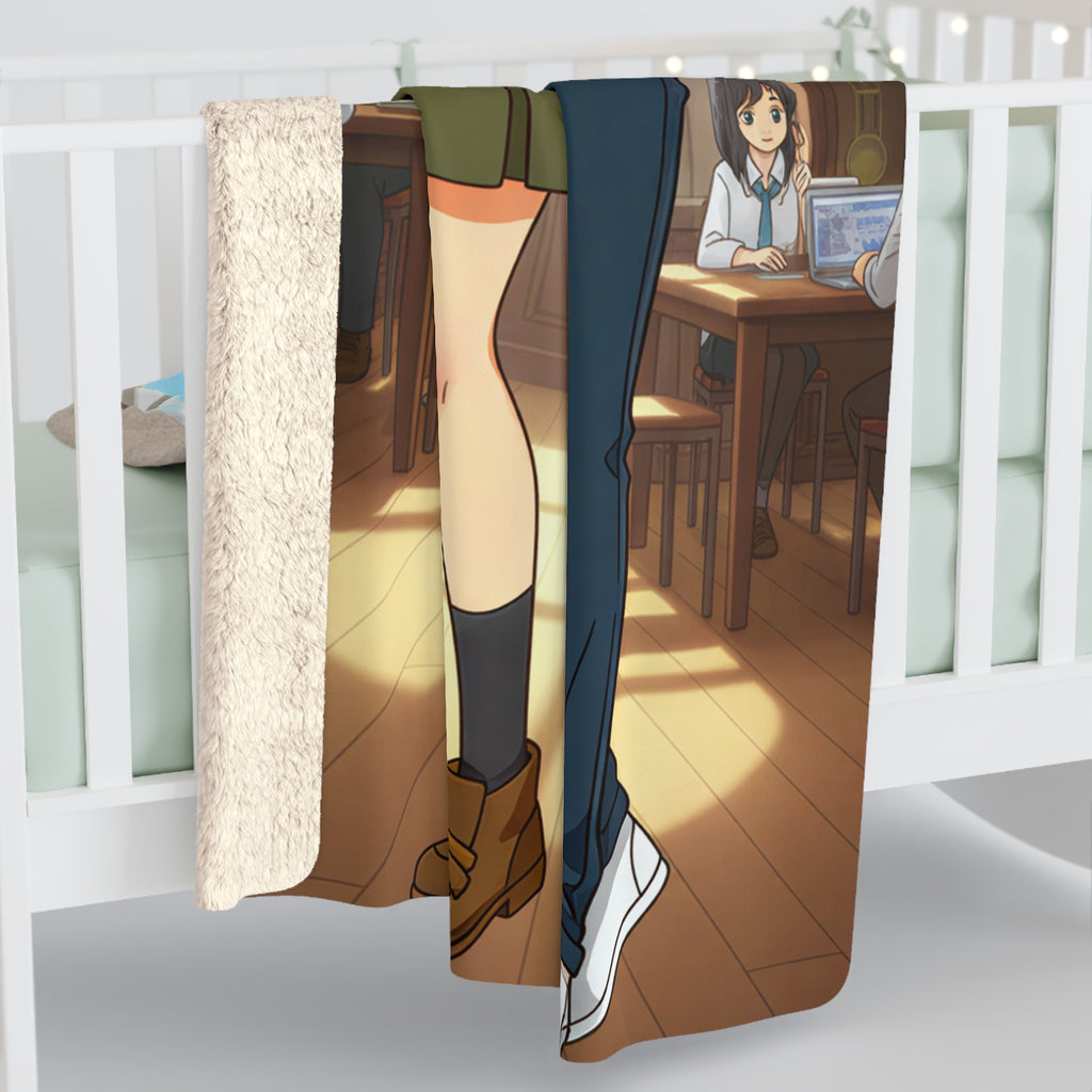 Anime Sherpa Fleece Blanket – Cozy Otaku Couple Scene, Soft Warm Throw for Anime Lovers