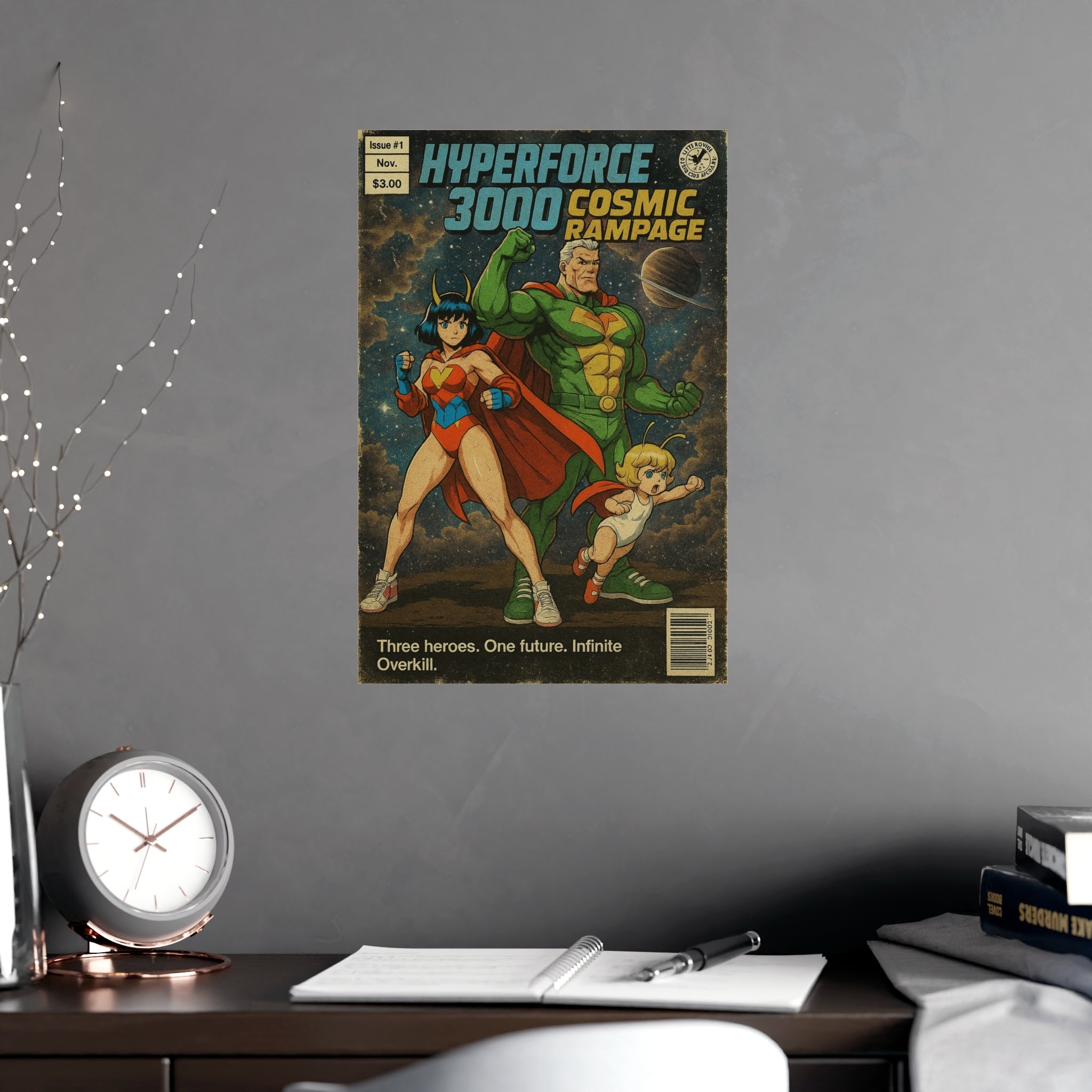 Hyperforce 3000 Anime Poster Cosmic Rampage Retro Comic Poster Art | Sci-Fi Wall Decor for Gamers and Collectors