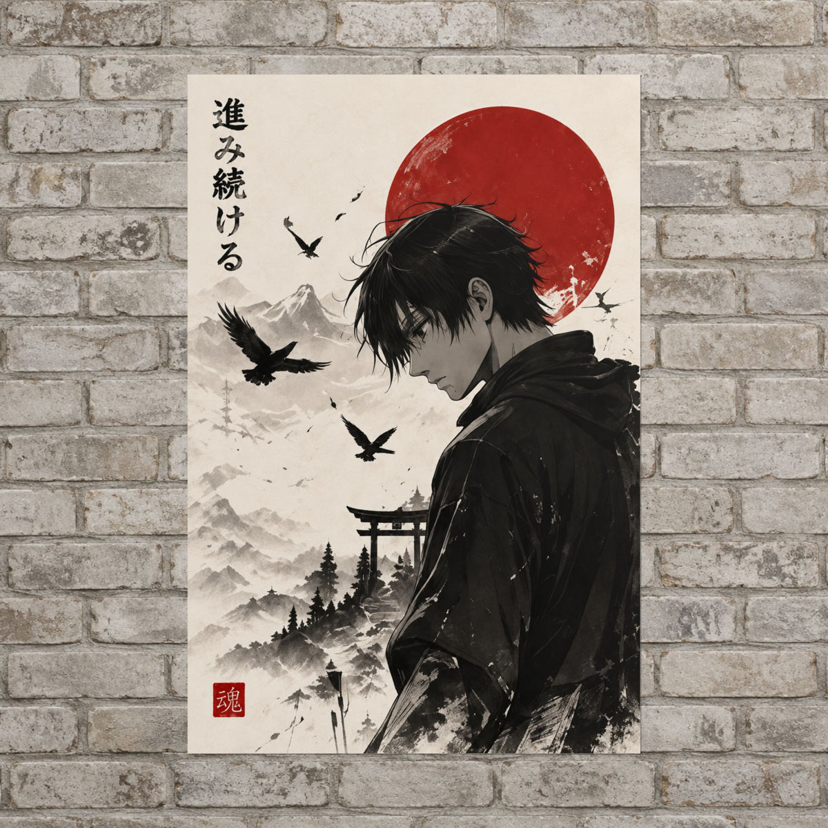 Red Sun Torii Gate Poster
