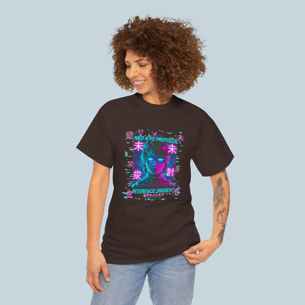 Cyberpunk Anime Girl Shirt Neon Glitch Techwear Futuristic Streetwear Tee