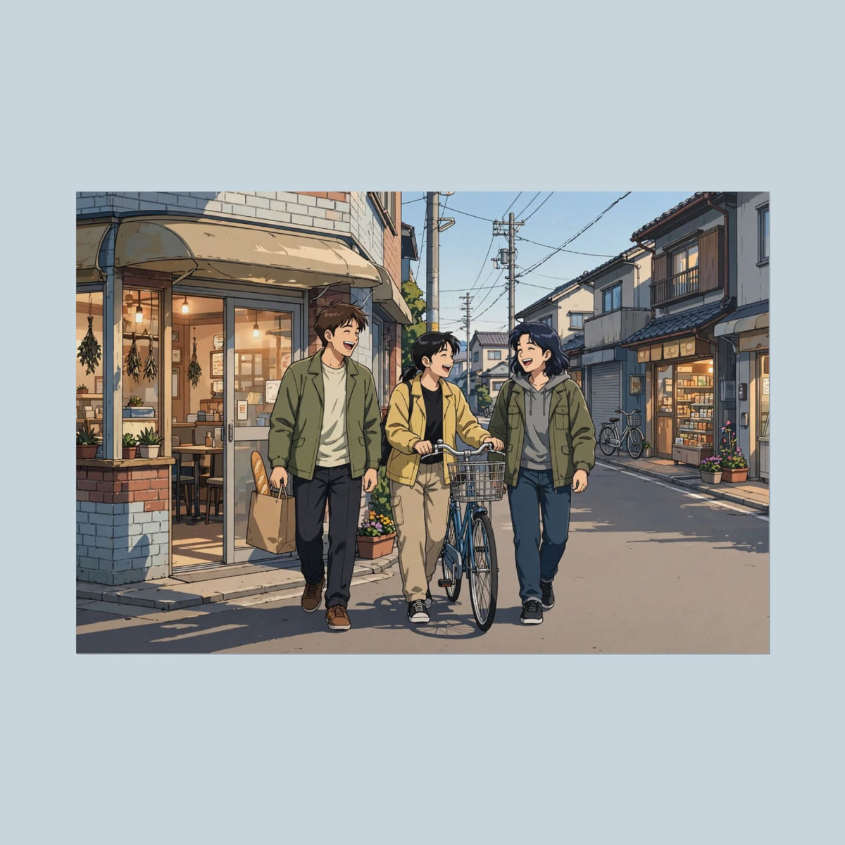 Anime Slice of Life Friends Neighborhood Poster