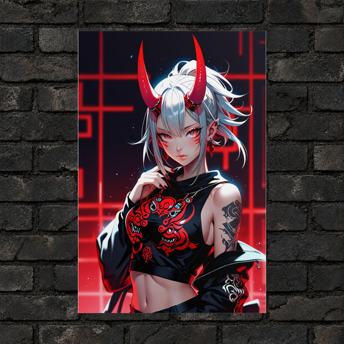 Oni Demon Anime Girl Poster