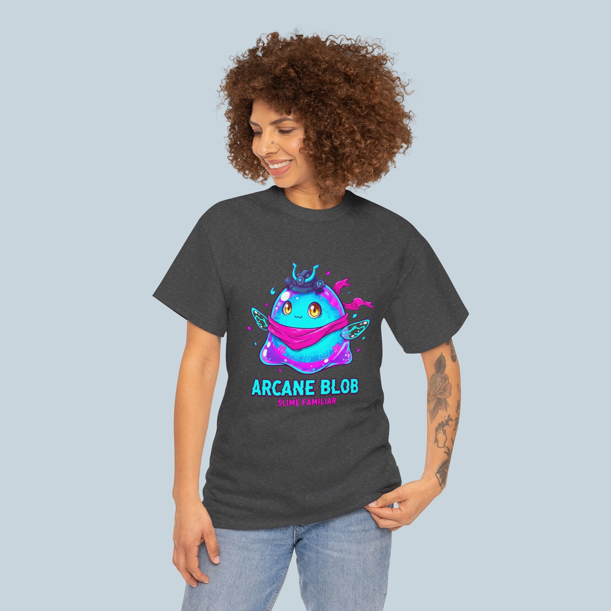 Arcane Blob Anime T Shirt Cute Slime Familiar Fantasy Gamer Tee