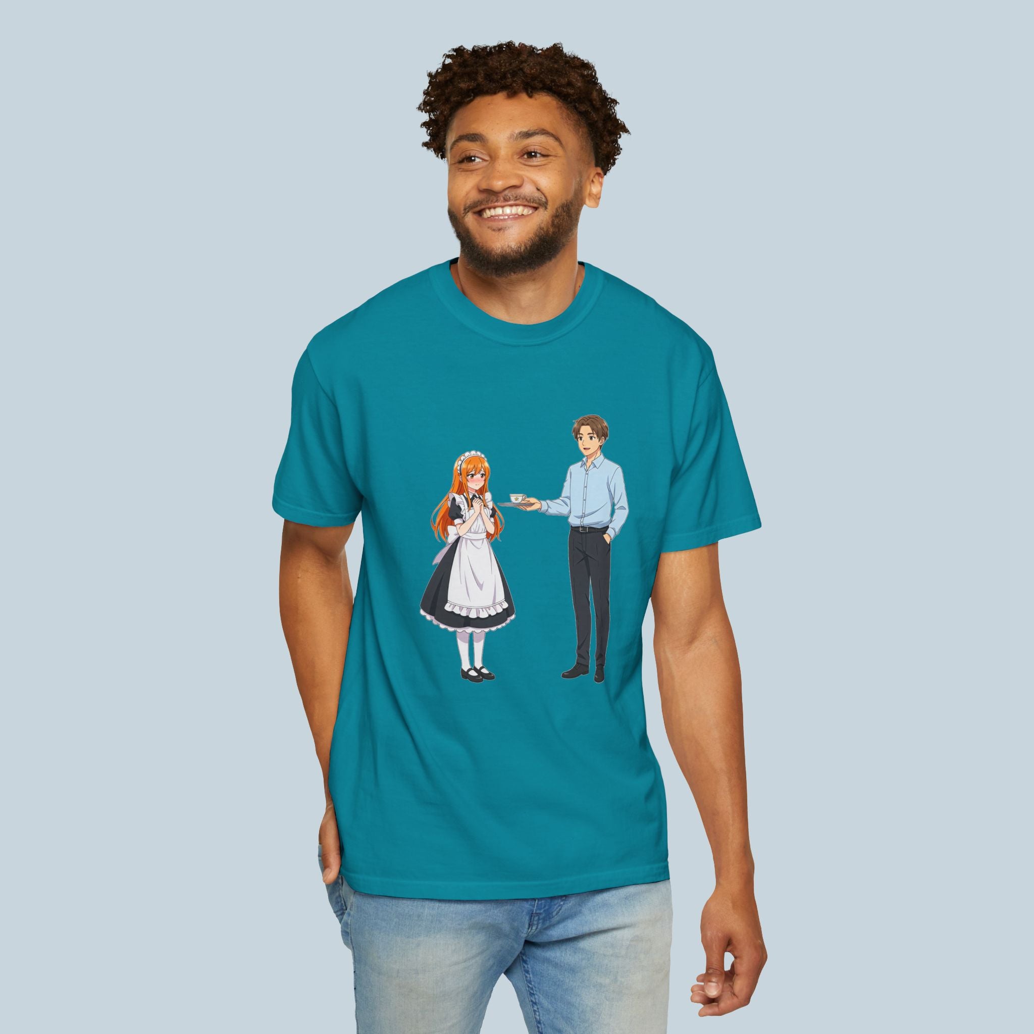 Anime Maid Café T-Shirt Comfort Colors 1717 Vintage Waitress Design Japanese Server Cute Otaku Streetwear