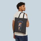 Cute Anime Couple Tote Bag Romantic Rain Scene Canvas Gift for Anime Fans and Kawaii Aesthetic Lovers
