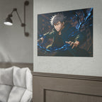 Anime Villain Poster Dark Energy Fighter Wall Art Powerful Shonen Character Print Action Manga Artwork for Otaku Room Decor