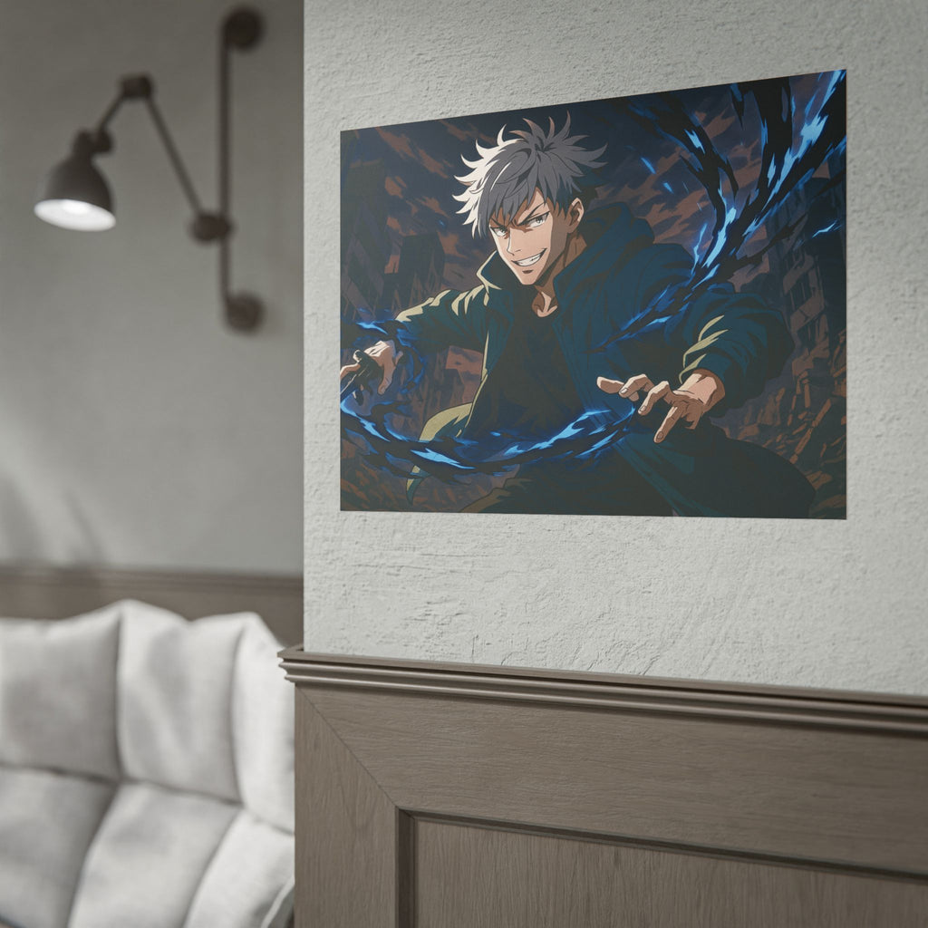 Anime Villain Poster Dark Energy Fighter Wall Art Powerful Shonen Character Print Action Manga Artwork for Otaku Room Decor