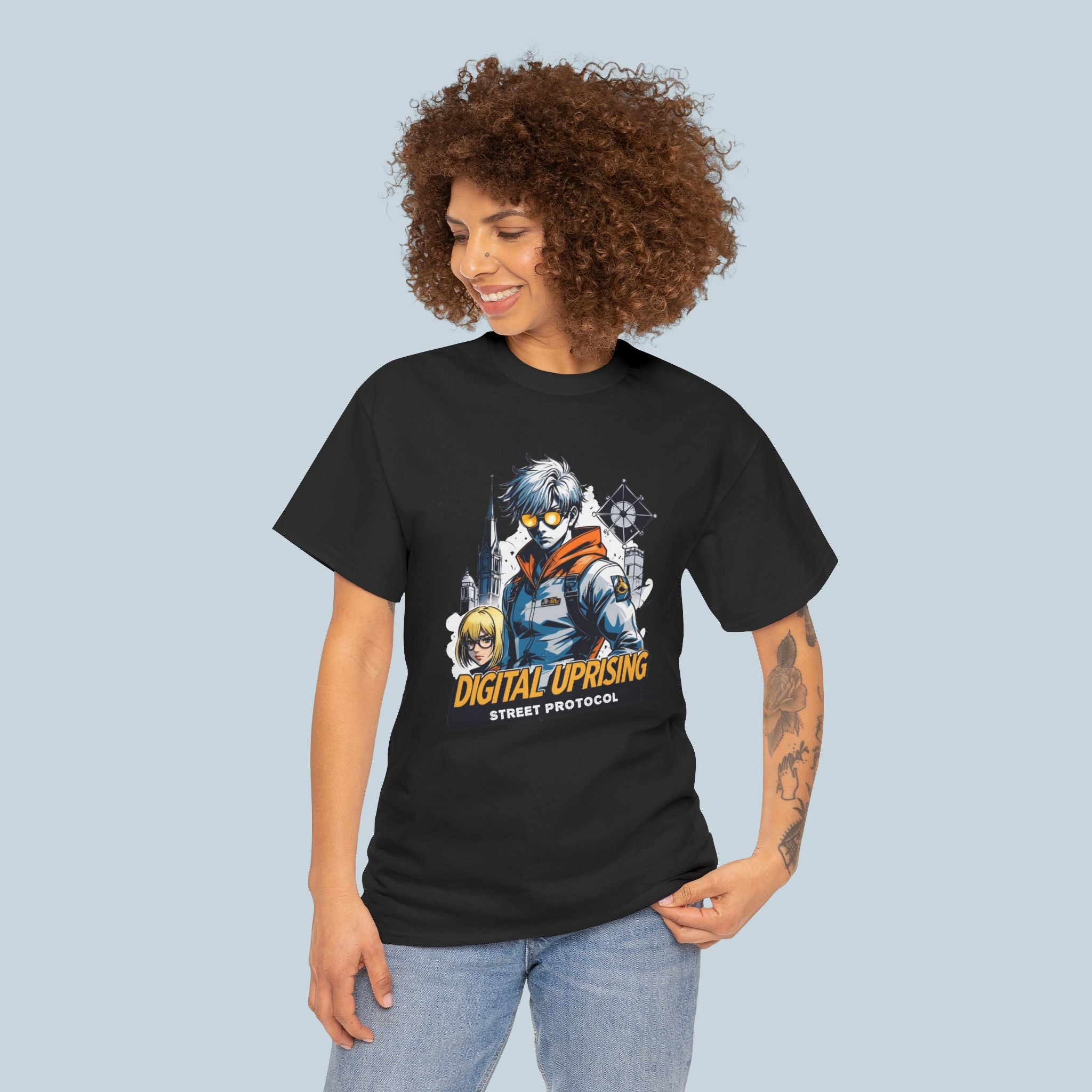 Digital Uprising Anime T Shirt Cyberpunk Streetwear Hacker Sci Fi Graphic Tee