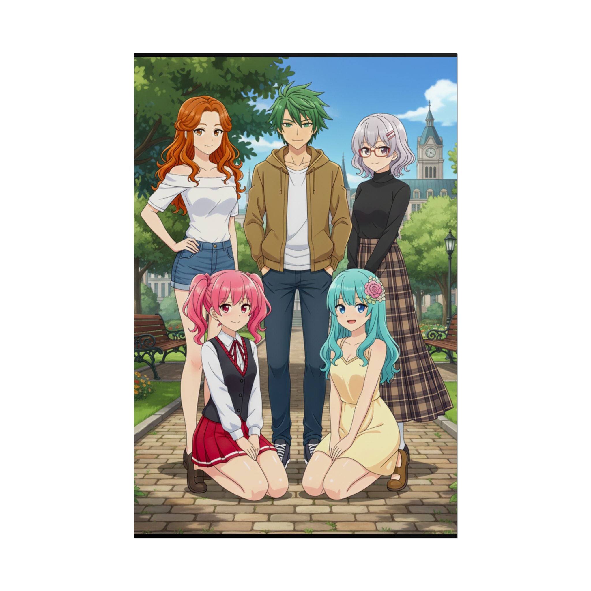 Anime Group Poster – Colorful Character Cast Wall Art for Fans