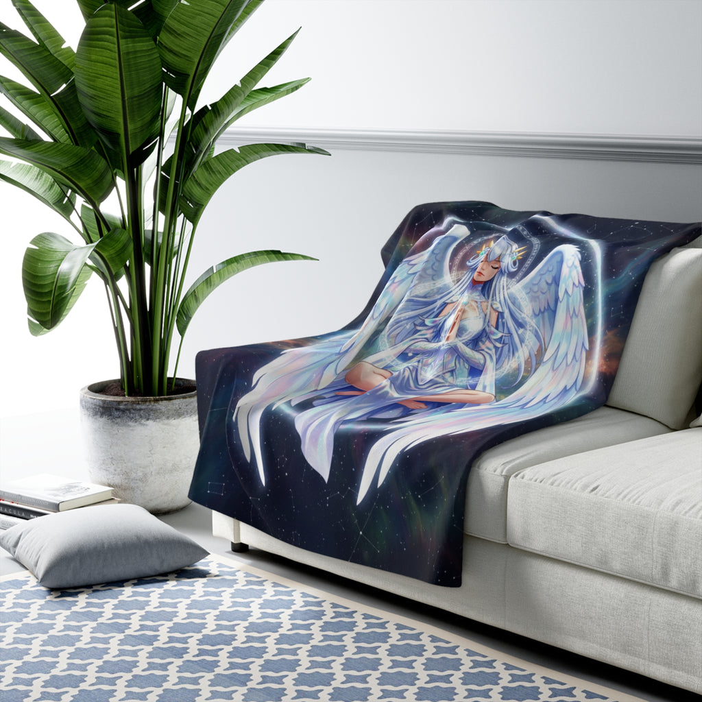 Lyria Solara Anime Sherpa Blanket Celestial Angel Soft Cozy Throw Fantasy Goddess Bedding Gift
