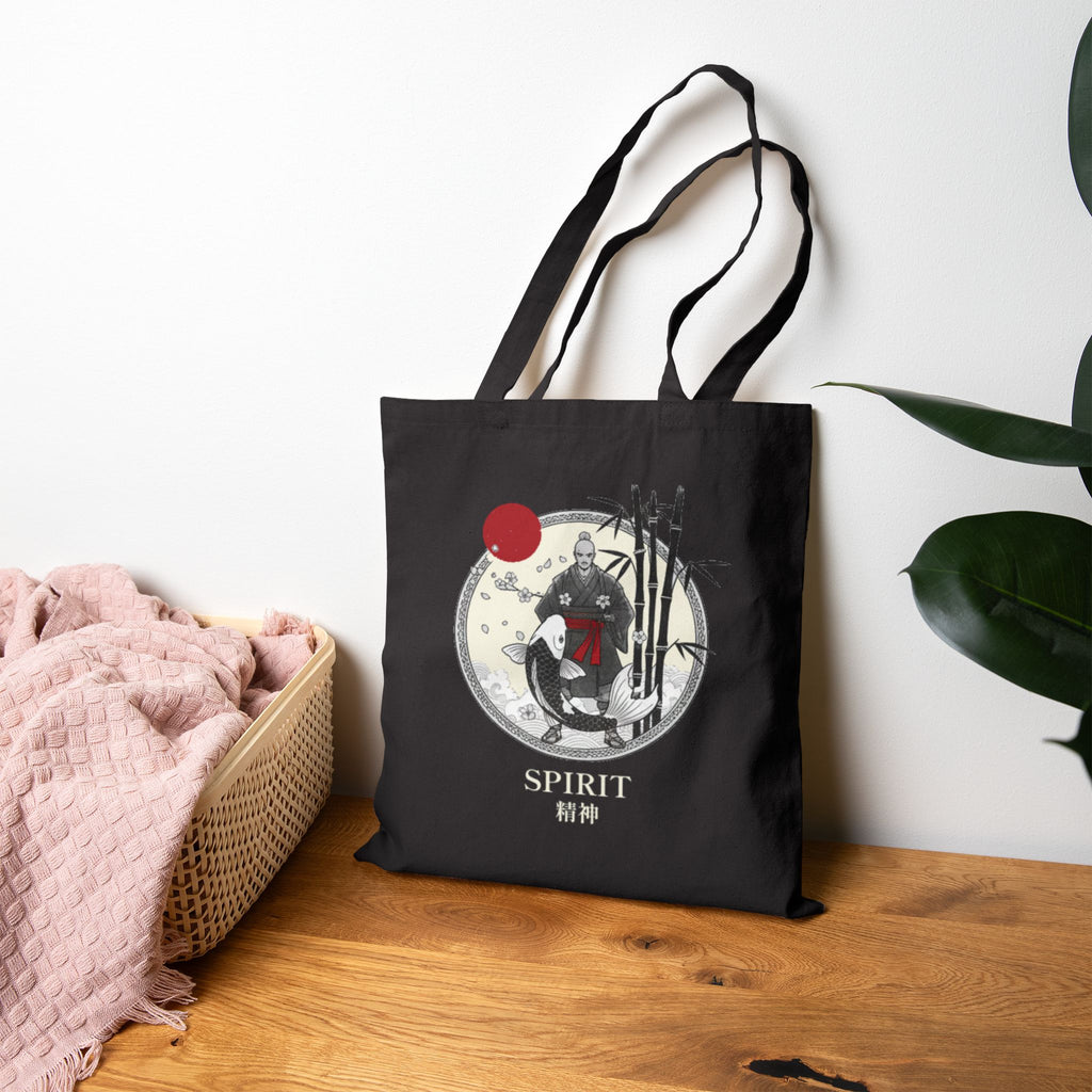 Spirit Anime Tote Bag Japanese Zen Warrior Samurai Minimalist Aesthetic Canvas Bag
