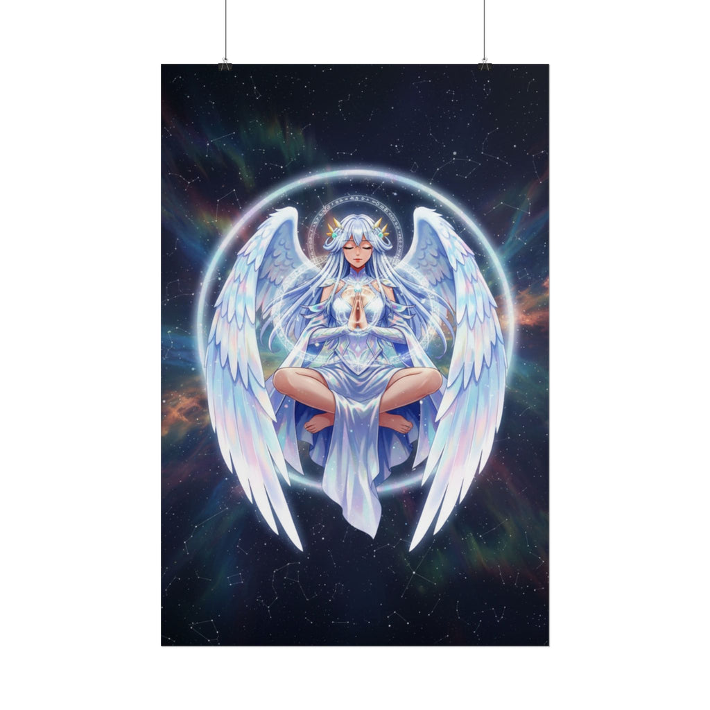 Lyria Solara Anime Poster Celestial Angel Wall Art Fantasy Goddess Print for Bedroom or Studio