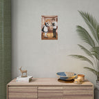 Maid Cafe Anime Poster Cute Manga Style Wall Art Kawaii Waitress and Customer Scene Japanese Cafe Decor Gift for Otaku Fans