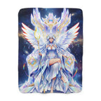 Lyria Solara Sherpa Blanket Celestial Anime Girl Soft Throw Cosmic Goddess Bedding Gift
