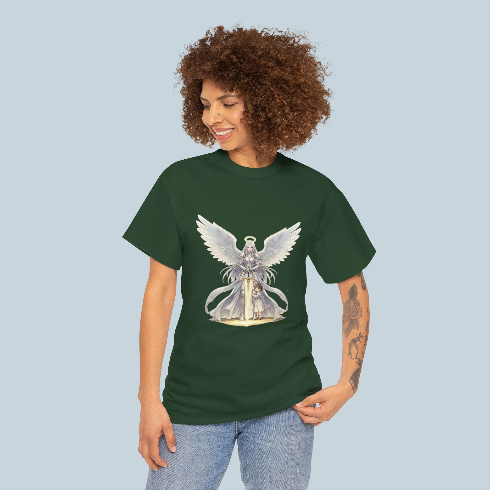 Anime Guardian Angel T-Shirt – Protective Angel & Child Art Tee, Spiritual Fantasy Shirt, Gift for Moms, Dads, Anime Fans