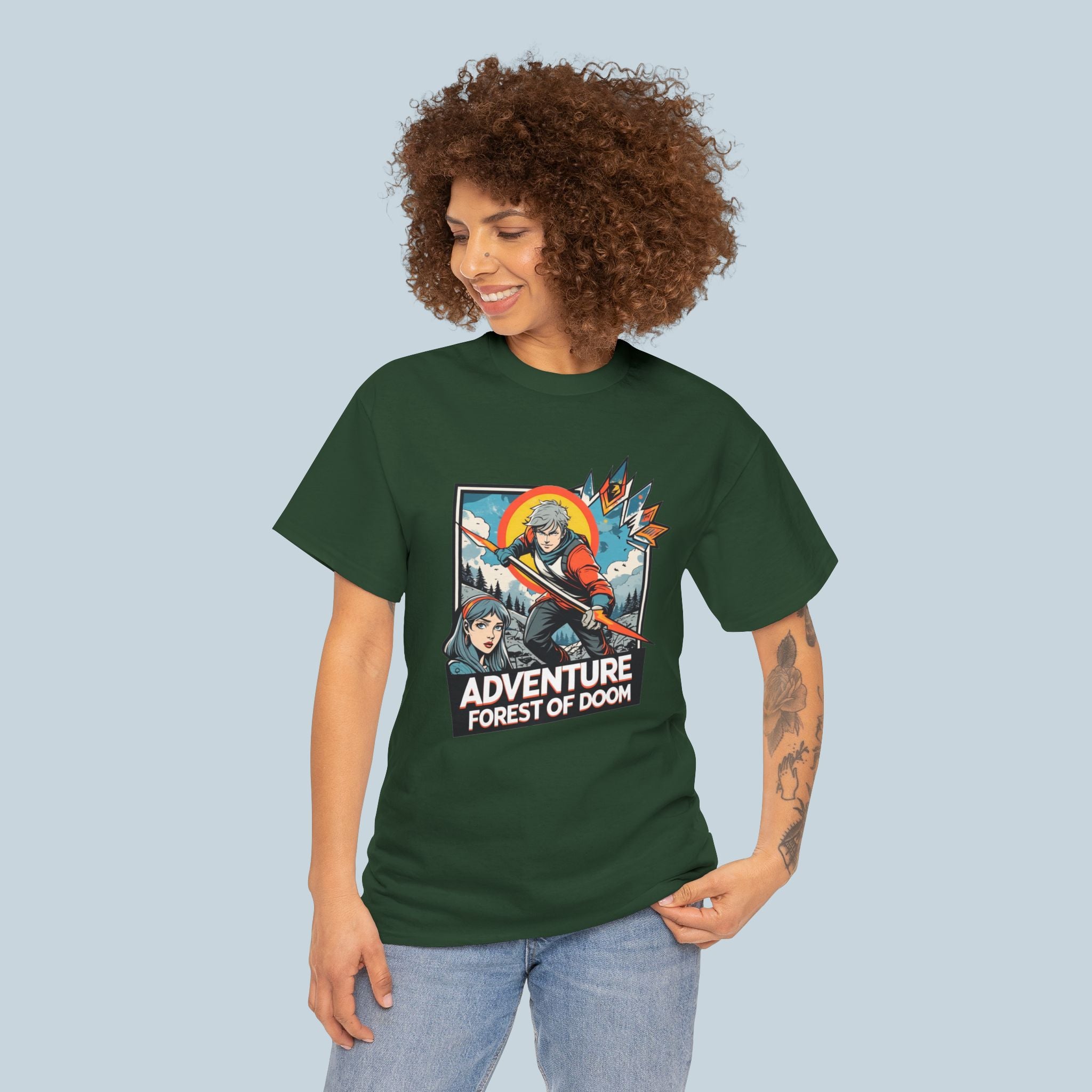 Adventure Anime T Shirt Forest of Doom Retro Hero Fantasy Streetwear Tee