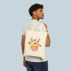 Meow-Chu Café Canvas Tote Bag — Cute Cat Bubble Tea & Pastry Market Tote
