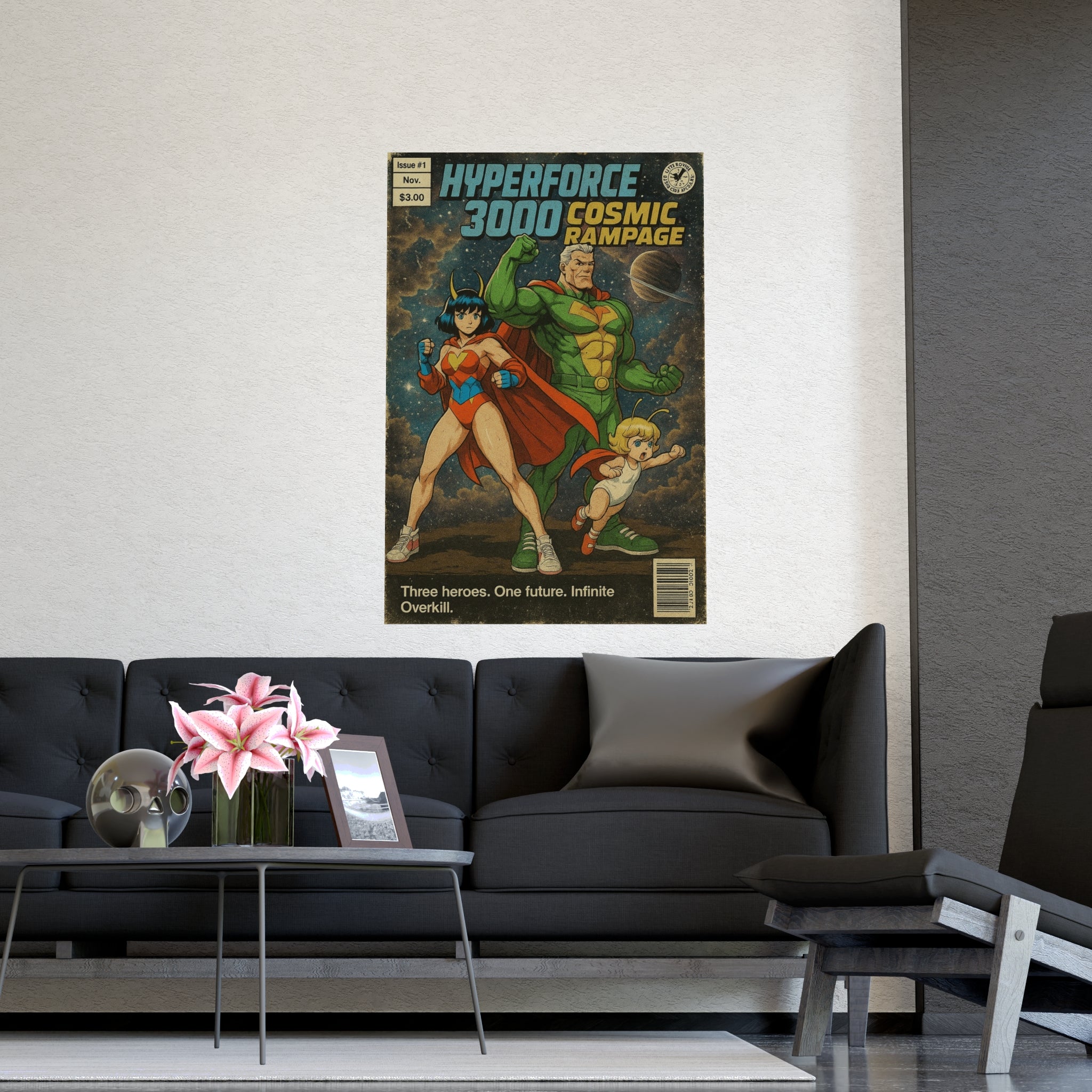 Hyperforce 3000 Anime Poster Cosmic Rampage Retro Comic Poster Art | Sci-Fi Wall Decor for Gamers and Collectors