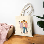 Anime Tote Bag Cute Friends Selfie Design Pastel Aesthetic Reusable Canvas Eco Bag Gift for Anime Lovers
