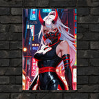 Cyberpunk Oni Demon Girl Poster