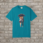 Rainy Day Romance Anime Couple T-Shirt