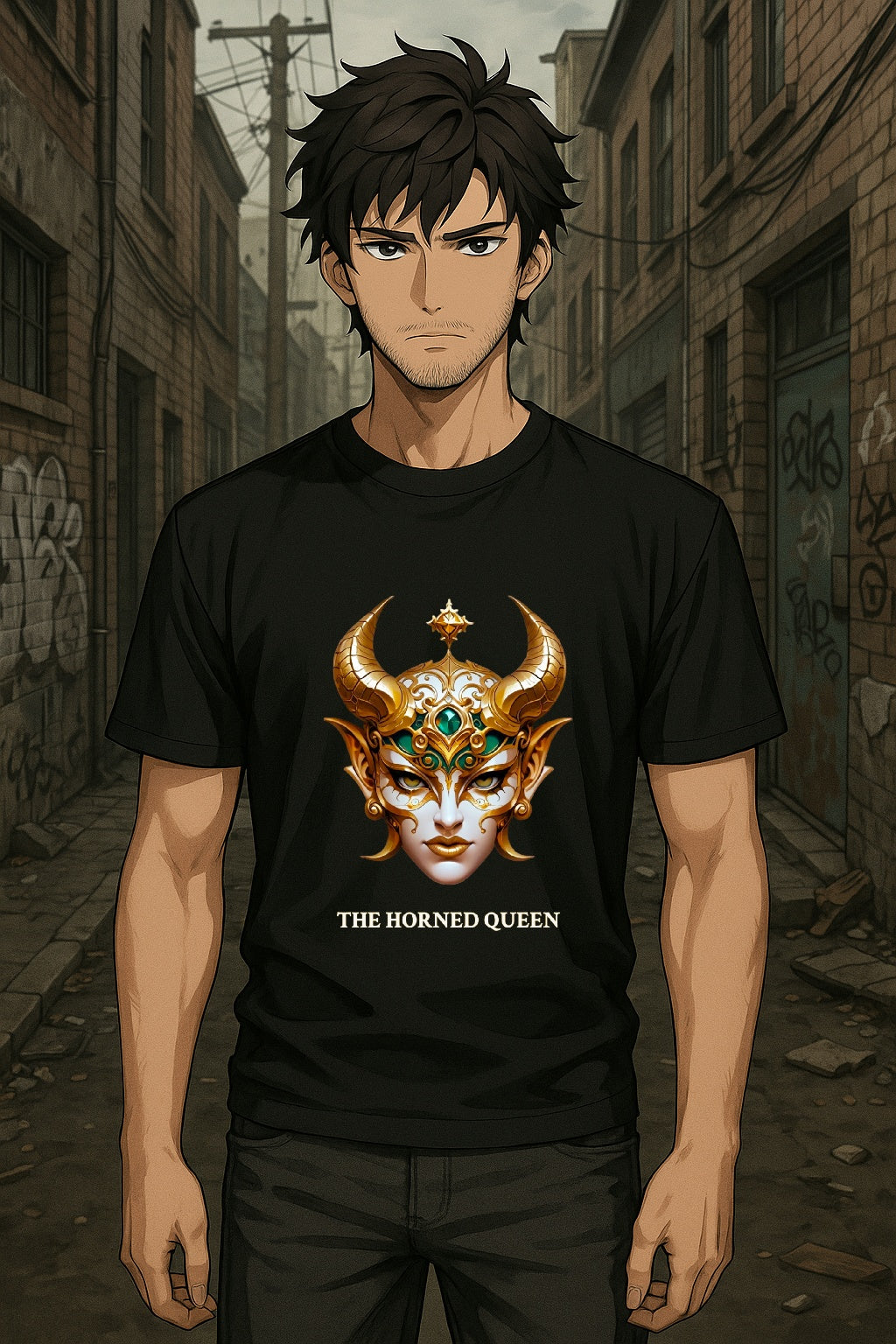 The Horned Queen Oversized T-Shirt Gothic Fantasy Anime Streetwear Shirt for Men Women - Collectors Edition