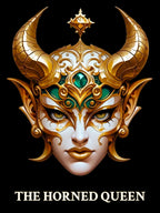 The Horned Queen Hoodie – Dark Fantasy Anime Streetwear with Gold Mask Design | Epic Anime Apparel